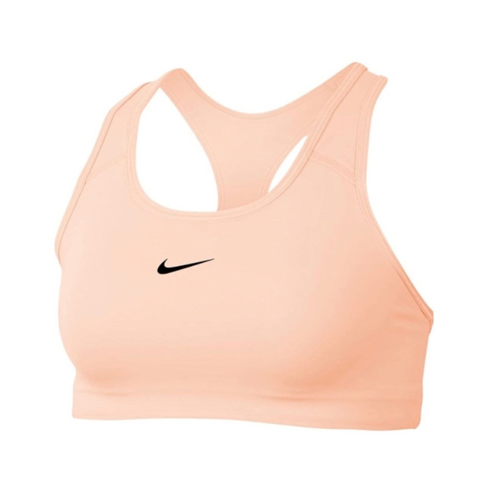 NIKE Dri-Fit Swoosh Medium Support 1-Piece Pad Sports Bra Coral